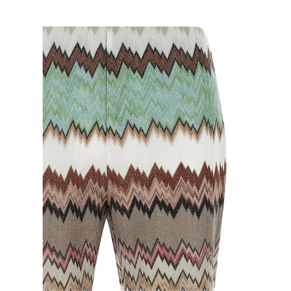 MISSONI Pantalon court viscose lamé motif serpent marron vert