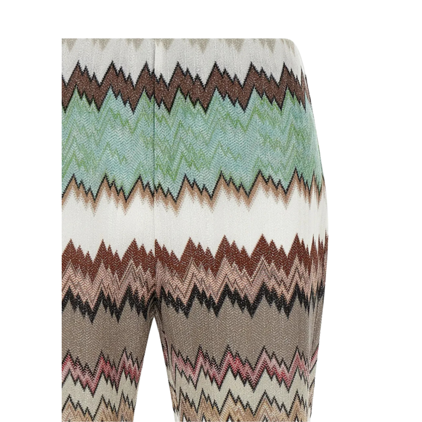 MISSONI Pantalon court viscose lamé motif serpent marron vert