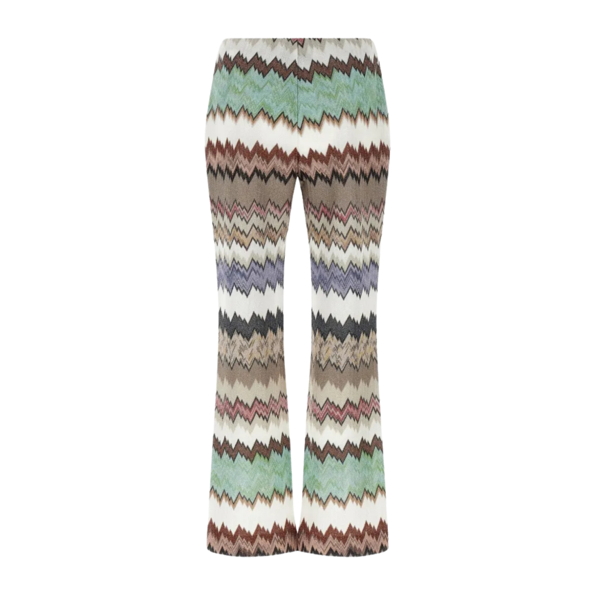 MISSONI Pantalon court viscose lamé motif serpent marron vert
