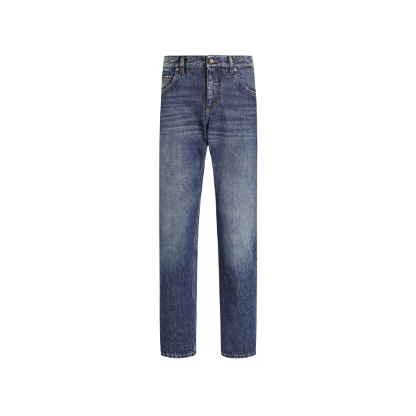 DOLCE & GABBANA Jean classique denim coton bleu plaque métal poche arrière