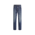 Jean classique denim coton bleu plaque métal poche arrière