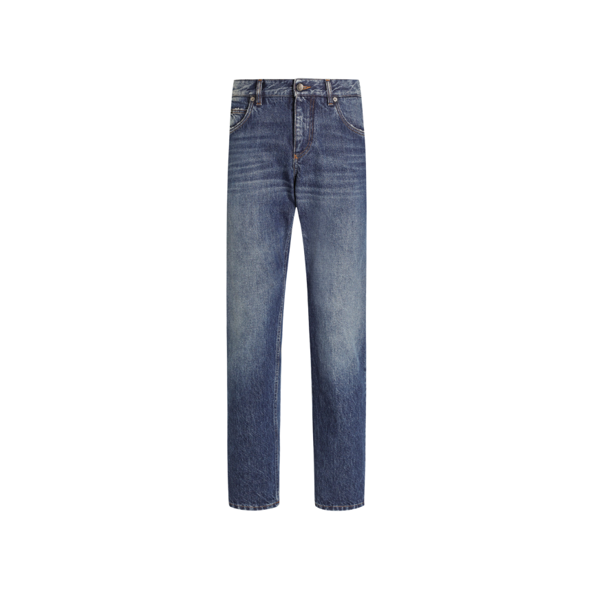 DOLCE & GABBANA Jean classique denim coton bleu plaque métal poche arrière