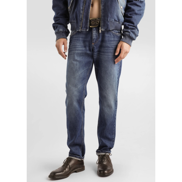 DOLCE & GABBANA Jean classique denim coton bleu plaque métal poche arrière