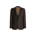 Veste droite Sicilia Light laine légère marron intérieur léopard