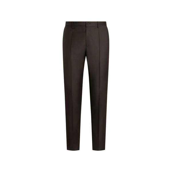Pantalon de costume sergé laine vierge marron