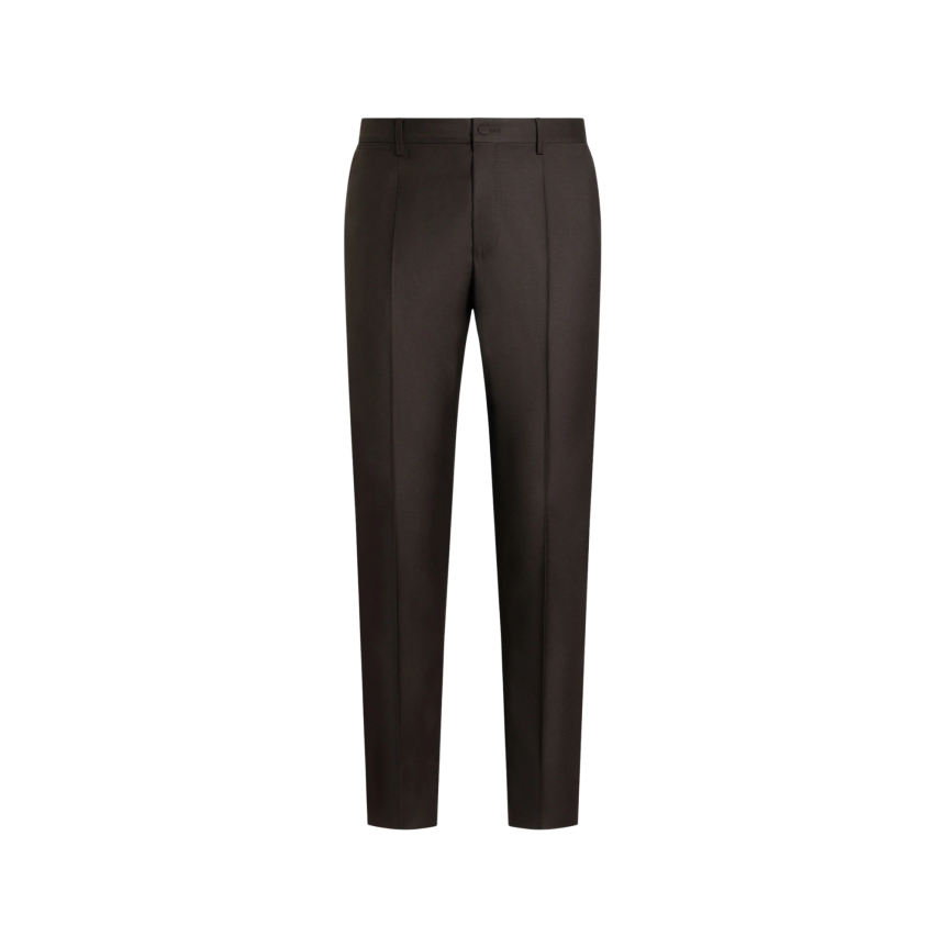 Pantalon de costume sergé laine vierge marron