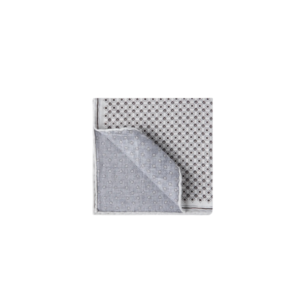Pochette BRUNELLO CUCINELLI en soie gris argent à motif géométrique