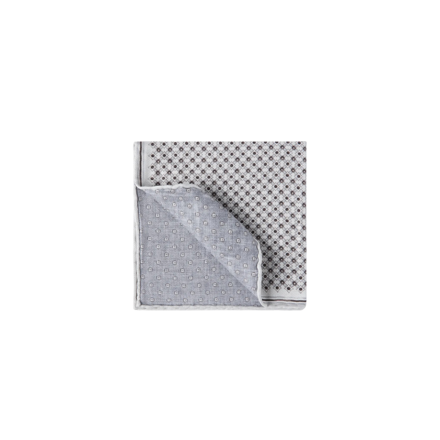 Pochette BRUNELLO CUCINELLI en soie gris argent à motif géométrique
