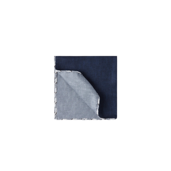 Pochette BRUNELLO CUCINELLI en soie bleu marine à bords rayés