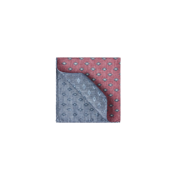 Pochette BRUNELLO CUCINELLI en soie rouge corail à motif losange