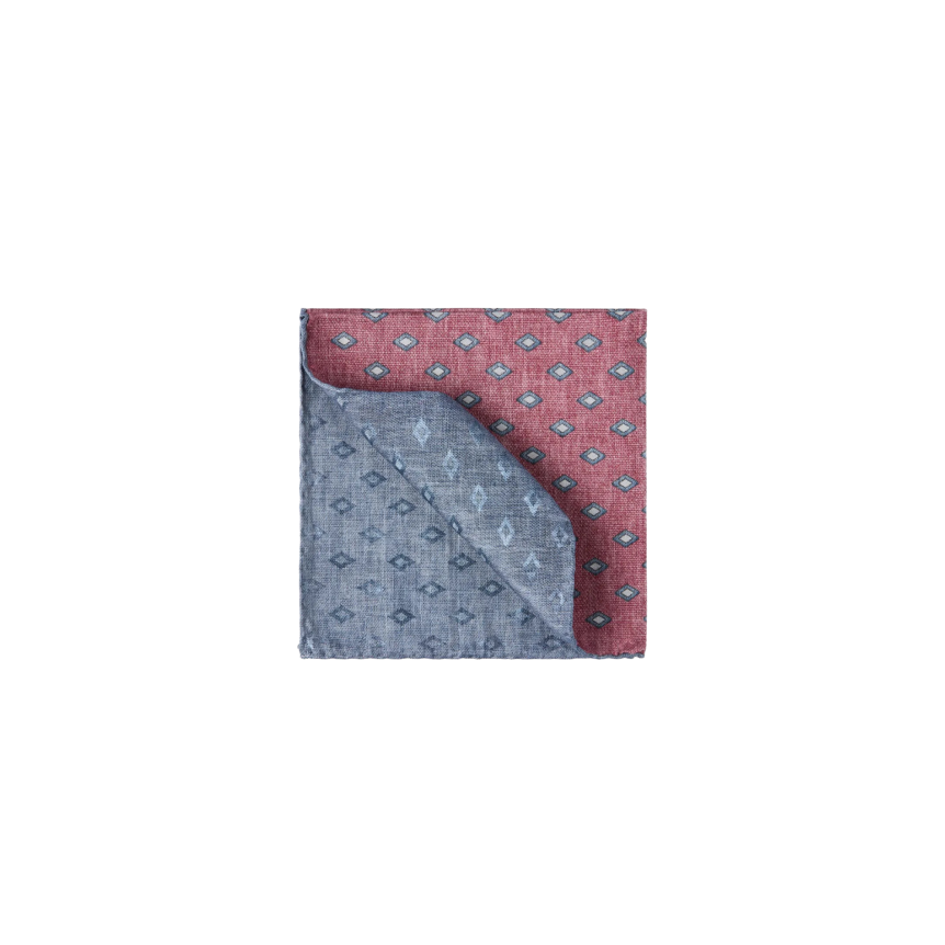 Pochette BRUNELLO CUCINELLI en soie rouge corail à motif losange
