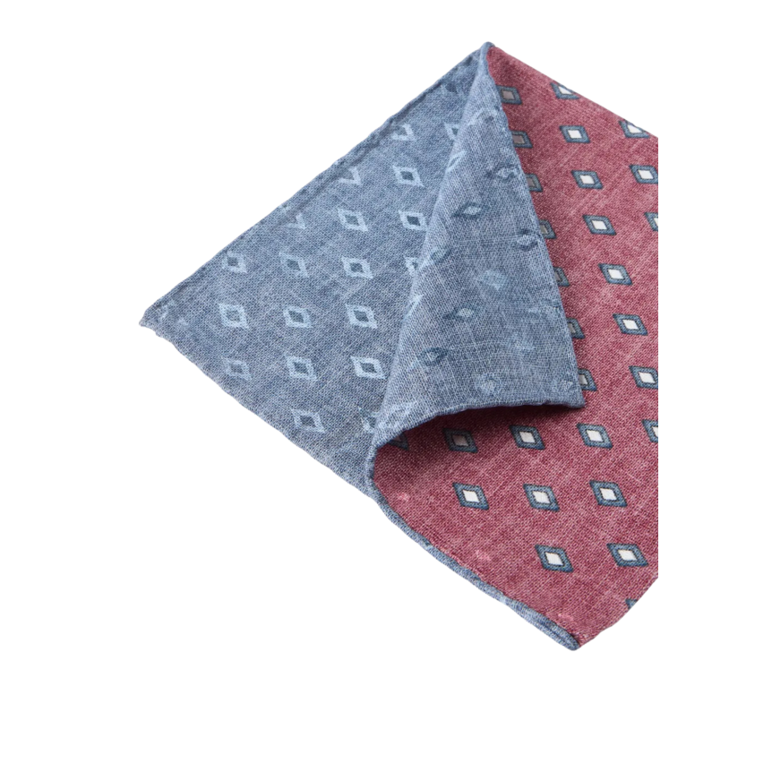 Pochette BRUNELLO CUCINELLI en soie rouge corail à motif losange