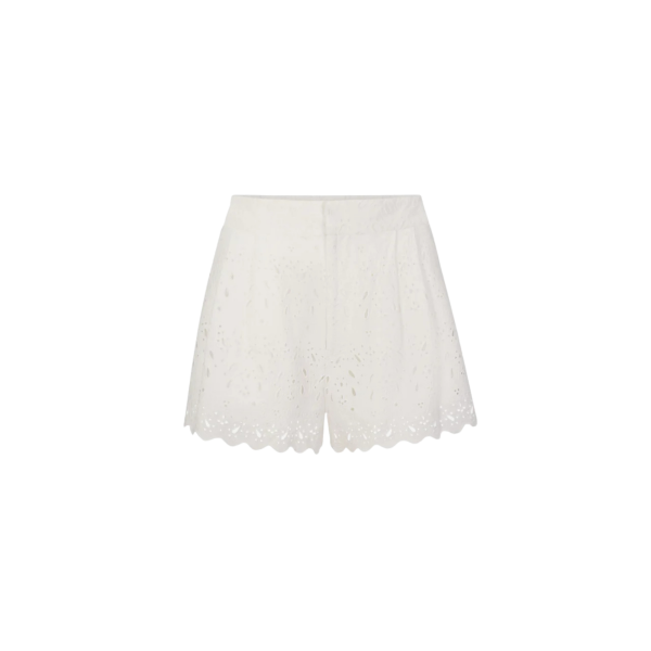 Short ALBERTA FERRETTI coton denim blanc perforé fleurs