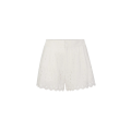 Short coton denim blanc perforé fleurs
