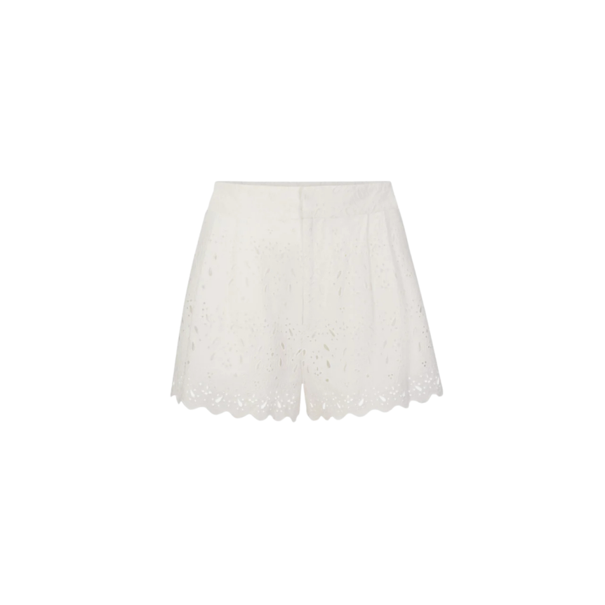 Short ALBERTA FERRETTI coton denim blanc perforé fleurs