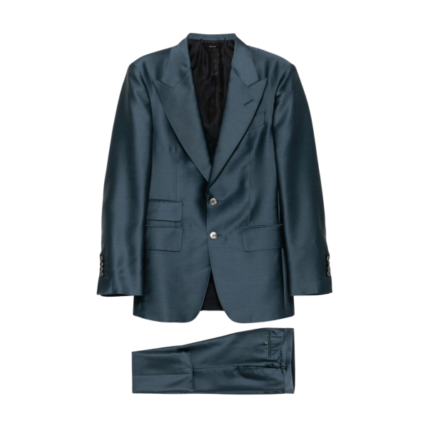 Costume à simple boutonnage TOM FORD laine soie mélangée bleu