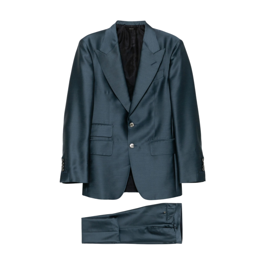 Costume à simple boutonnage TOM FORD laine soie mélangée bleu