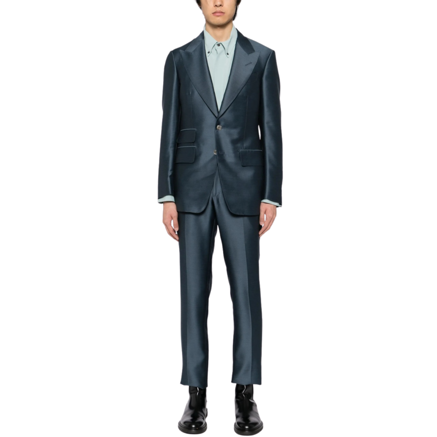 Costume à simple boutonnage TOM FORD laine soie mélangée bleu