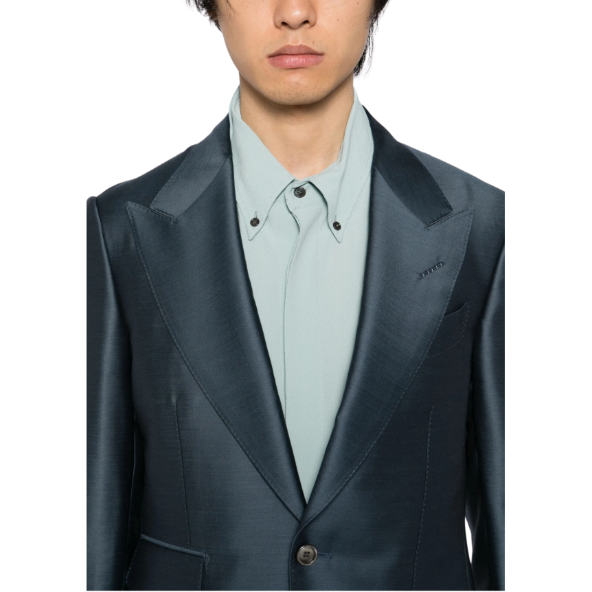 Costume à simple boutonnage TOM FORD laine soie mélangée bleu