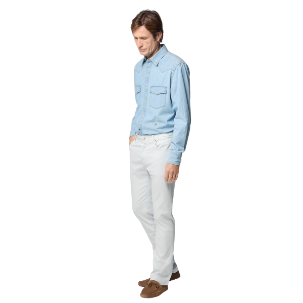 Pantalon JACOB COHEN Bard 5 poches slim classique coton bleu ciel