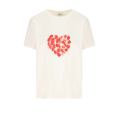 T-shirt col rond coton écru imprimé cœur rouge cerises