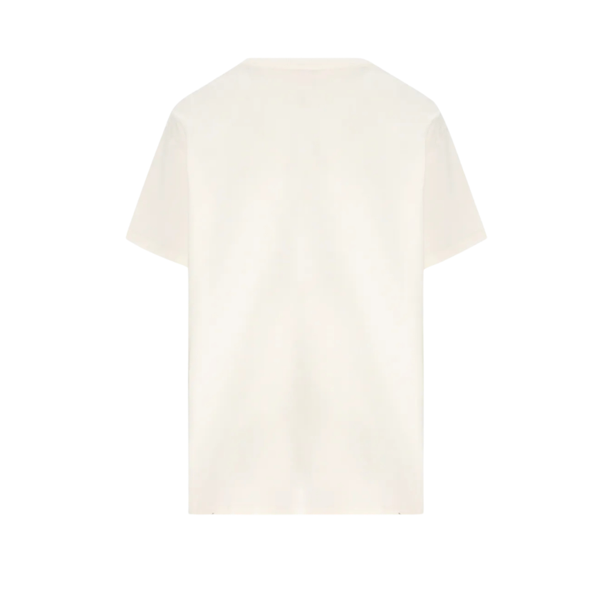 T-shirt col rond CHLOE coton écru imprimé cœur rouge cerises