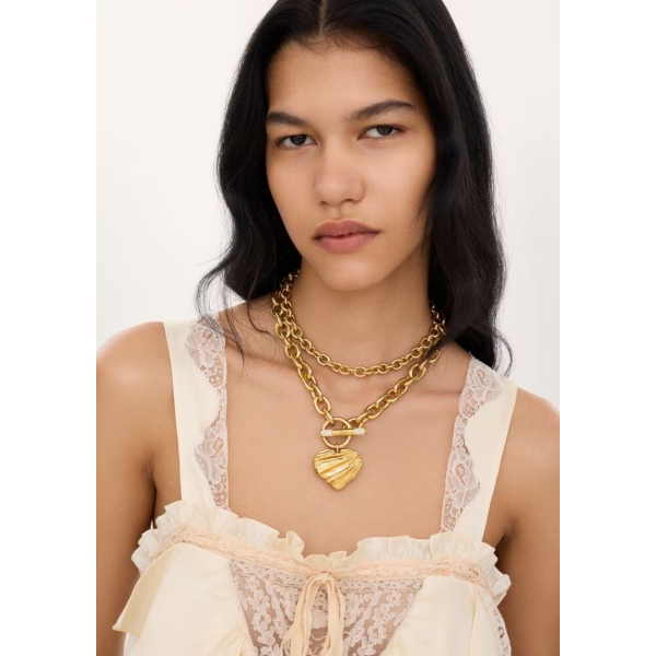 Collier CHLOE Pleated Heart laiton doré  coeur