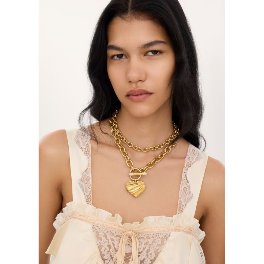 Collier CHLOE Pleated Heart laiton doré  coeur