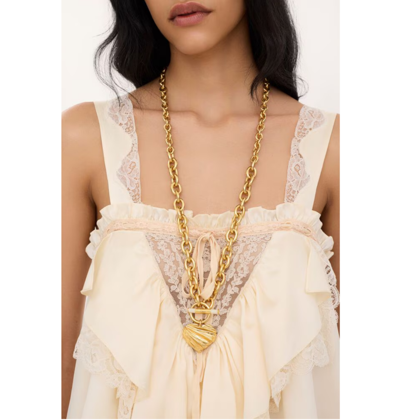 Collier CHLOE Pleated Heart laiton doré  coeur