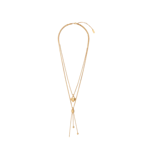 Collier CHLOE Mini Paddington double rang cœur laiton doré