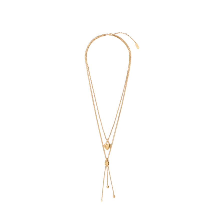 Collier CHLOE Mini Paddington double rang cœur laiton doré