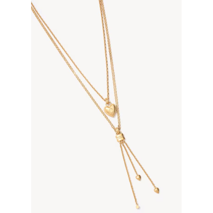 Collier CHLOE Mini Paddington double rang cœur laiton doré