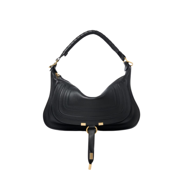 Petit sac porté épaule CHLOE Marcie en cuir lisse noir
