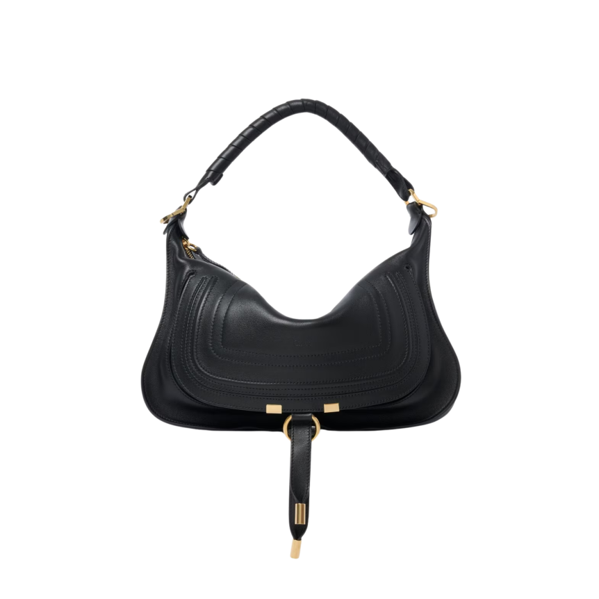 Petit sac porté épaule CHLOE Marcie en cuir lisse noir
