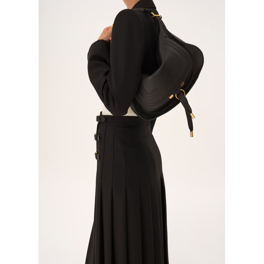 Petit sac porté épaule CHLOE Marcie en cuir lisse noir