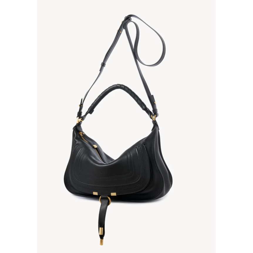 Petit sac porté épaule CHLOE Marcie en cuir lisse noir