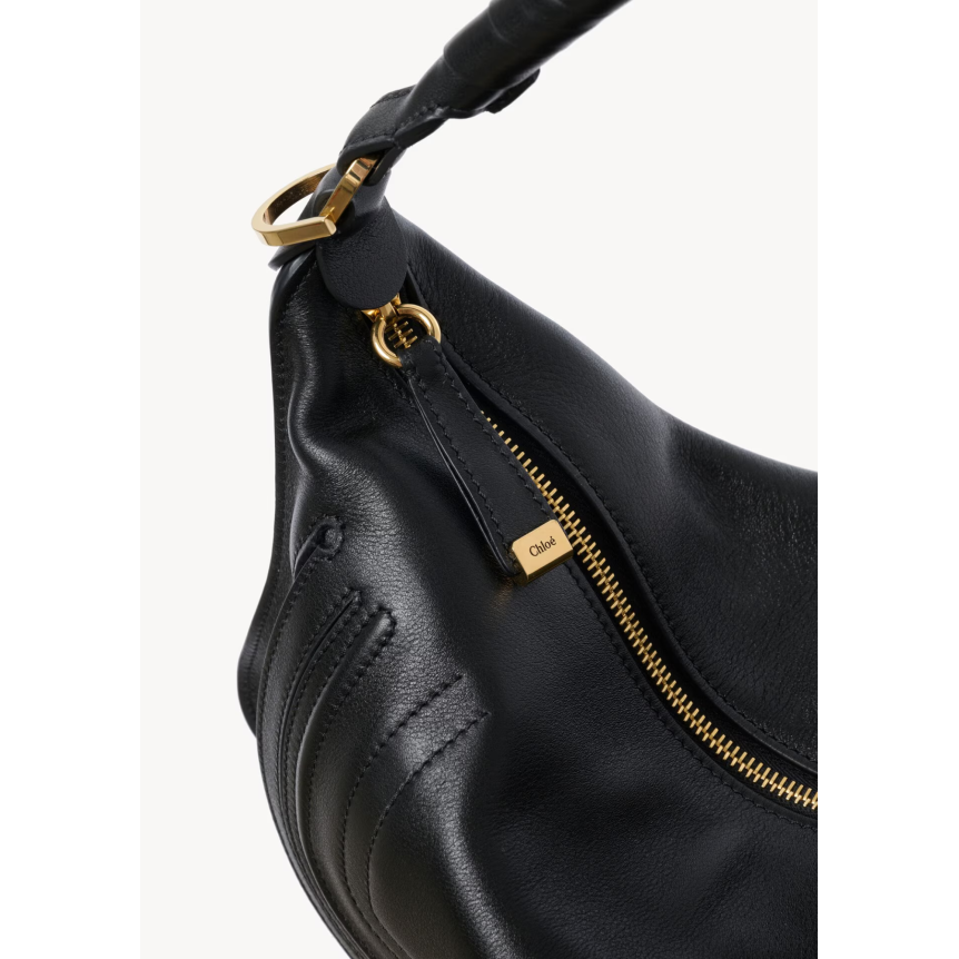 Petit sac porté épaule CHLOE Marcie en cuir lisse noir