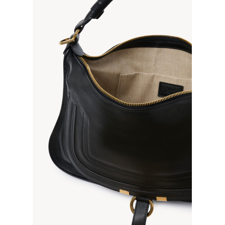 Petit sac porté épaule CHLOE Marcie en cuir lisse noir