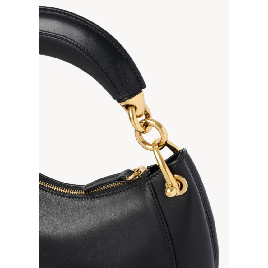 Petit sac hobo zippé CHLOE Banana en cuir agneau lisse noir