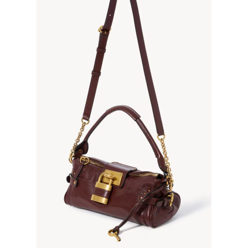 Petit sac à bandoulière CHLOE Paddington en cuir de buffle grainé marron