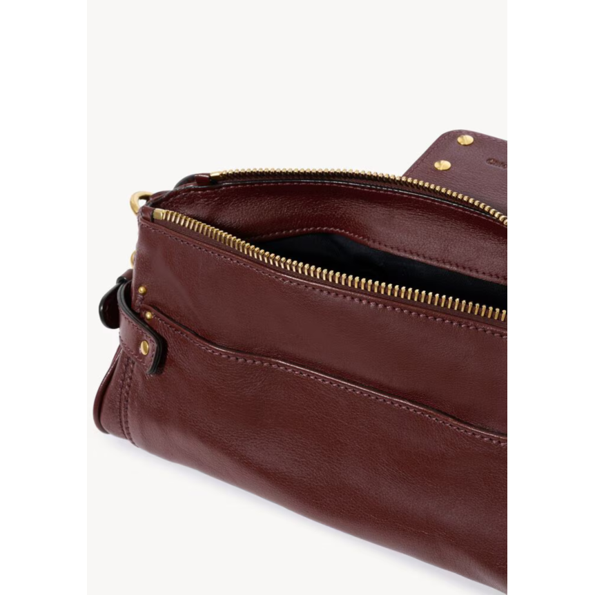 Petit sac à bandoulière CHLOE Paddington en cuir de buffle grainé marron