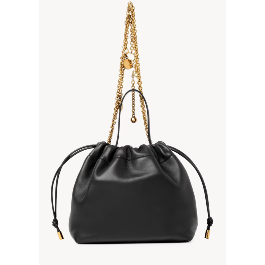 Petit sac boule  CHLOE Icons chaîne porté épaule en cuir d'agneau nappa lisse noir
