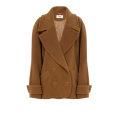 Manteau court croisé en laine chevron camel