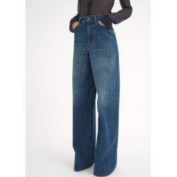 Pantalon Jean CHLOE très large palazzo taille haute denim de coton bio bleu