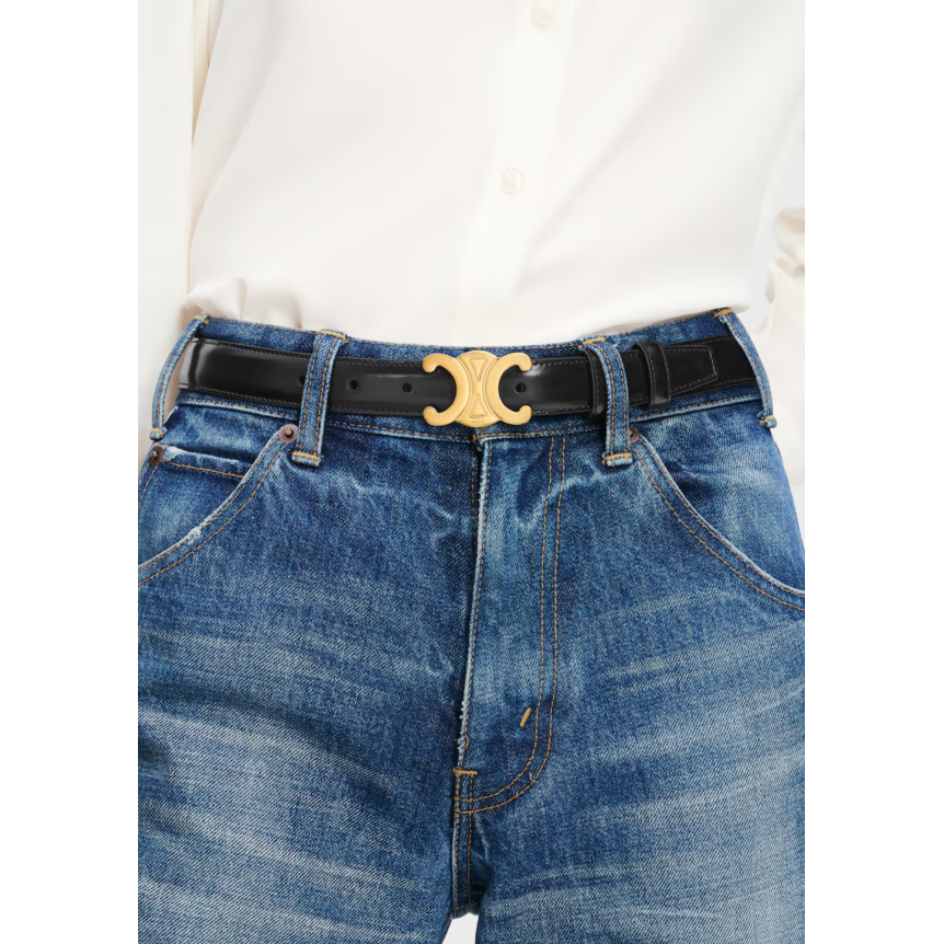 Ceinture CELINE Triomphe cuir taurillon noir Triomphe doré