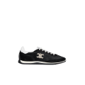 Sneaker Basket basse Racer nylon cuir veau velours noir Triomphe blanc