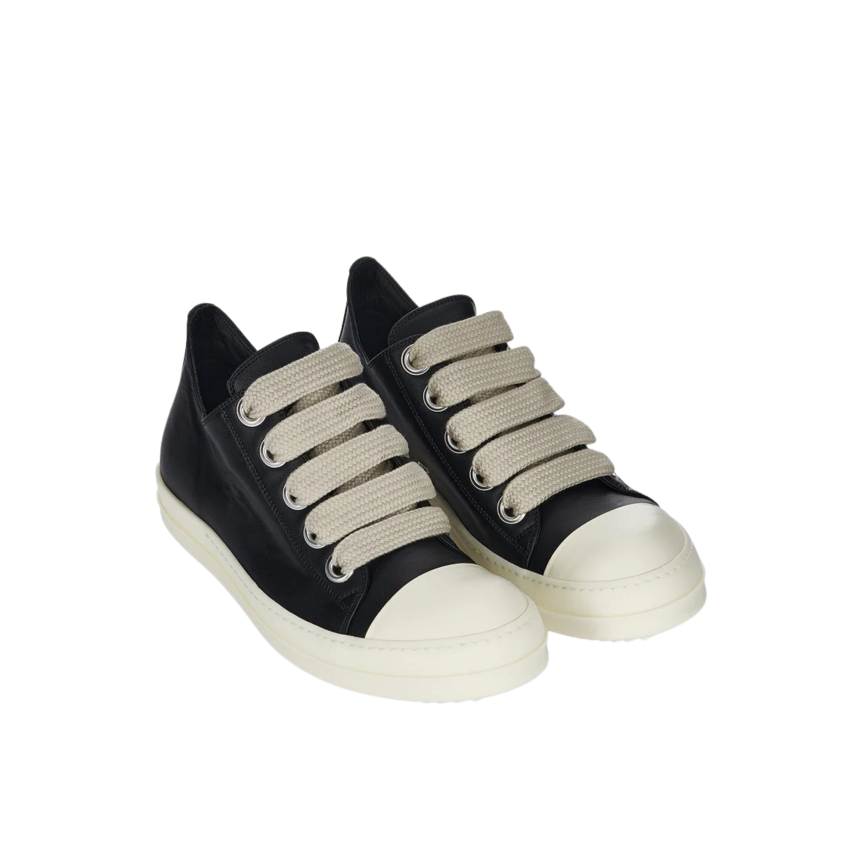 Basket basse RICK OWENS FW26 Tower Jumbolace en cuir de vachette pleine fleur noir