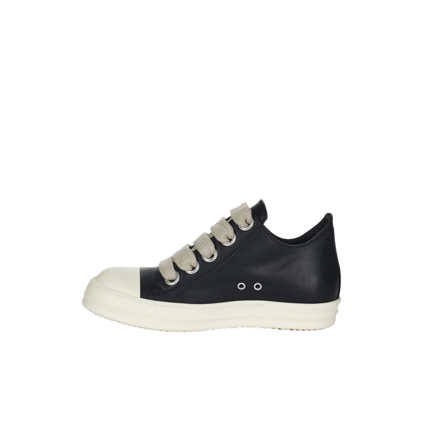 Basket basse RICK OWENS FW26 Tower Jumbolace en cuir de vachette pleine fleur noir