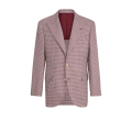 Veste Blazer laine vierge soie et lin motif pied-de-poule petit carreaux rouge cerise