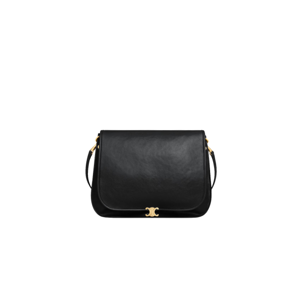 Sac Besace  CELINE Soft Triomphe cuir agneau souple brillant noir